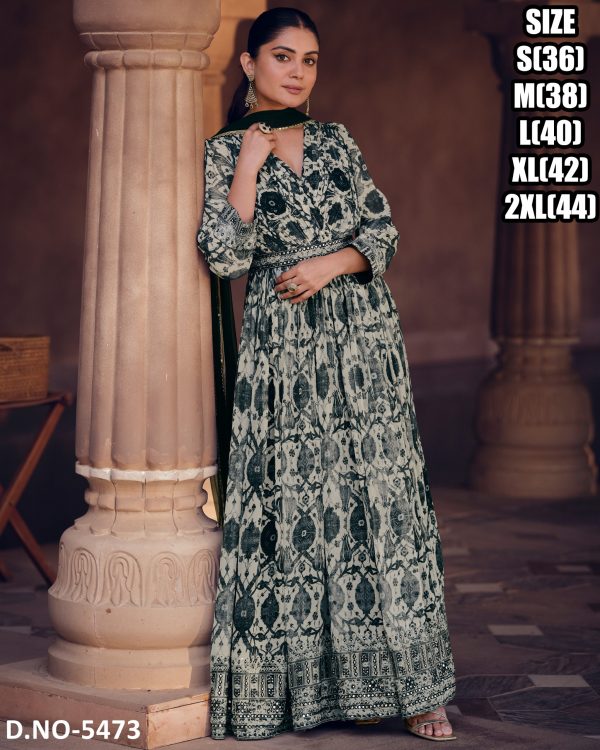 Women's Readymade Georgette Anarkali Gown And Net Dupatta Set For Function Wear