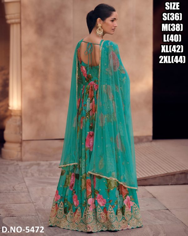 Women's Readymade Georgette Anarkali Gown And Net Dupatta Set For Function Wear