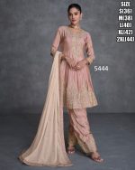 Organza Silk Embroidered Sweetheart Neck Flair Salwar Kameez Style Kurta Plazo Set