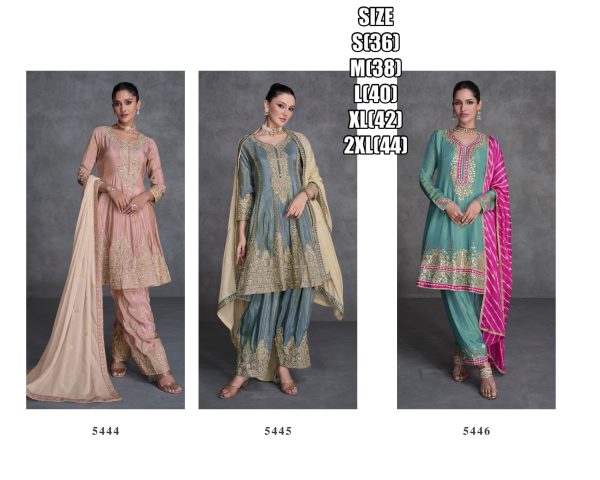 Organza Silk Embroidered Sweetheart Neck Flair Salwar Kameez Style Kurta Plazo Set