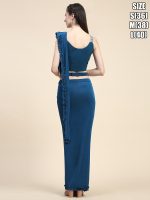 Women's Ready To Wear Imported Fabric Hand Embroidered Designer Saree With Stitched Blouse (1 Minute Saree)