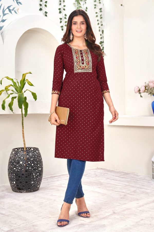 Elevate Your Everyday Style With Women's Rayon Slub Kurtis Only