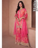 Wedding Wear Sarara Set With Beautiful Embroidery Work On Real Georgette