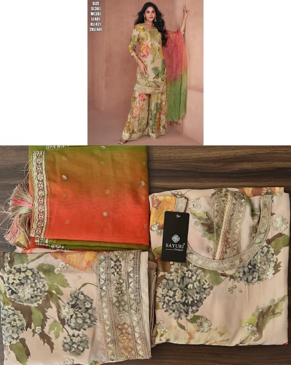 Wedding Wear Sarara Set With Beautiful Embroidery Work On Real Georgette