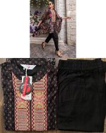 Ethnicrang Launching New Collections, Designer Cape Style Printed Viscose And Chiffon Top With Linen Cotton Bottom