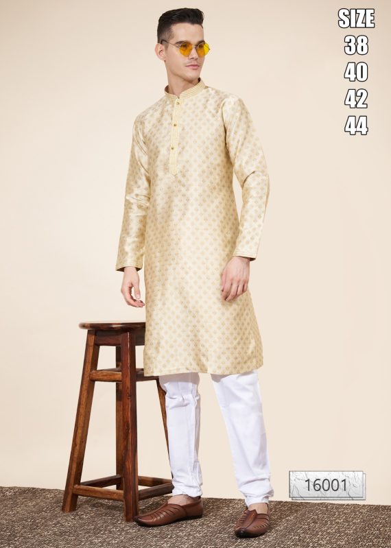 Presenting Our New Arrival Self Work And Pintex Work Men's Kurta With Pajama