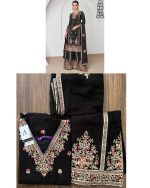 Floral Embroidery Designer Premium Chinnon Kurta With Premium Silk Plazo And Dupatta