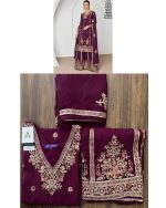Floral Embroidery Designer Premium Chinnon Kurta With Premium Silk Plazo And Dupatta