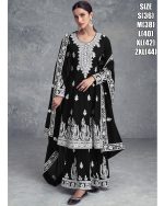 Anarkali Kurta Sarara Set With Embroidered Work Classic Style Festive Wear Women's Sarara Suit
