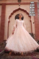 Beautiful Embroidered Work Cotton Anarkali Type Ankle Length Kurti Pent Set For Women