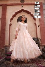 Beautiful Embroidered Work Cotton Anarkali Type Ankle Length Kurti Pent Set For Women