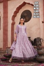 Beautiful Embroidered Work Cotton Anarkali Type Ankle Length Kurti Pent Set For Women