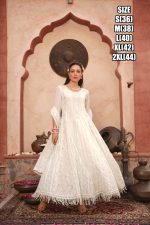 Beautiful Embroidered Work Cotton Anarkali Type Ankle Length Kurti Pent Set For Women