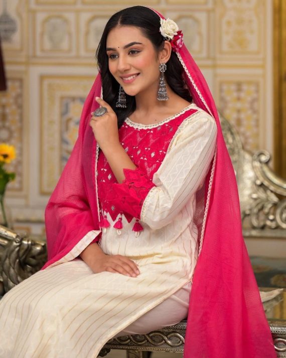 Elevate Your Summer Style With Our Latest Arrivals For Women's Pure Cotton White Kurti With Pent Set