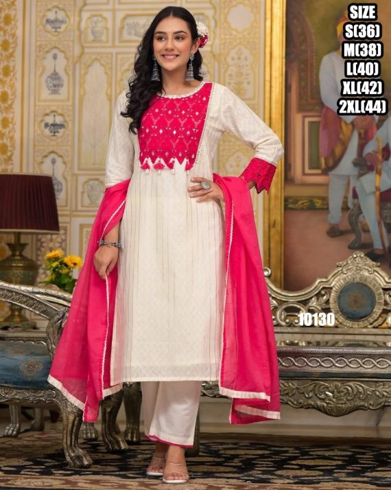 Elevate Your Summer Style With Our Latest Arrivals For Women's Pure Cotton White Kurti With Pent Set