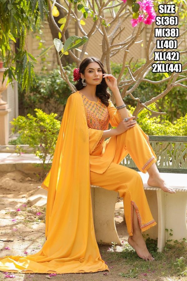 Buy Stylish Summer Wear Cotton Embroidery Work Kurti Pent Sets