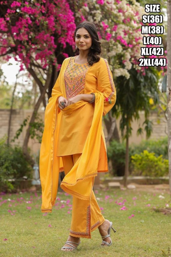 Buy Stylish Summer Wear Cotton Embroidery Work Kurti Pent Sets