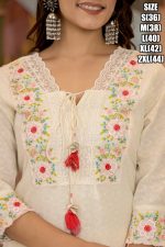 Summer Style White Cotton Flower Designer Latest Collection Of Kurti Set