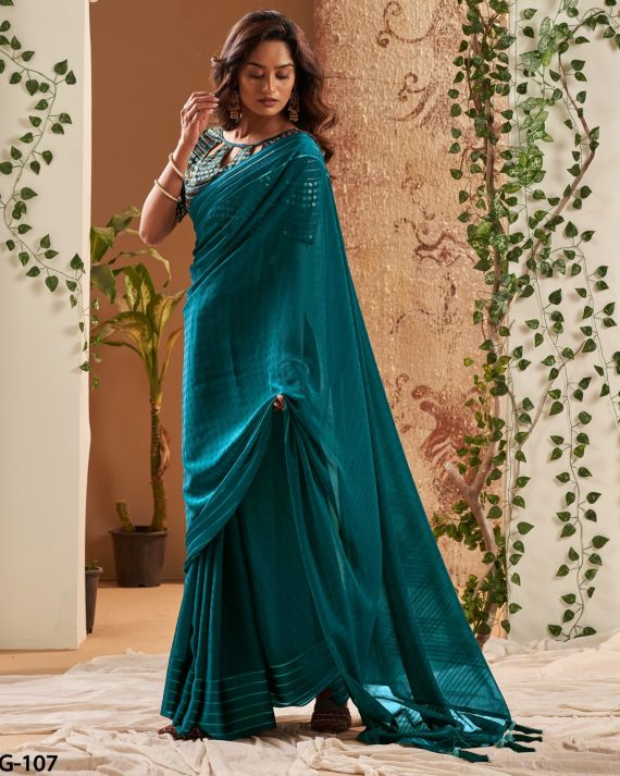 Buy Designer Soft Weaving Un-Stitched Embroidered Party Wear Saree With Blouse