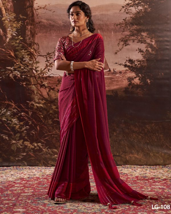 Buy Designer Soft Weaving Un-Stitched Embroidered Party Wear Saree With Blouse