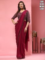 Celebrity Style Fancy Ready To Wear Saree With Designer Sequin Embroidery And Mirror Work Blouse