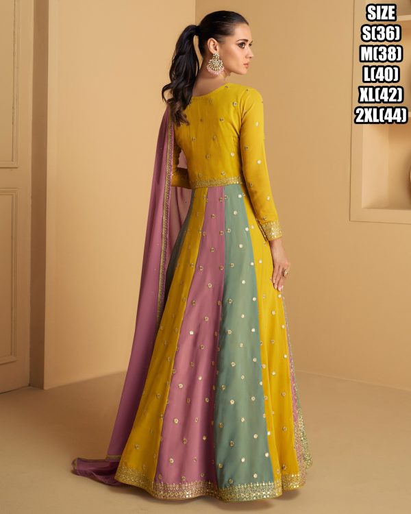 Embroidered Georgette Anarkali Style Readymade Gown With Dupatta