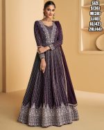 Embroidered Georgette Anarkali Style Readymade Gown With Dupatta