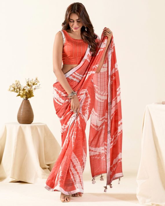 Our New Fancy Party Wear Un-Stitched Weaving Georgette Saree Collection With Blouse