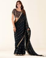 Our New Fancy Party Wear Un-Stitched Weaving Georgette Saree Collection With Blouse