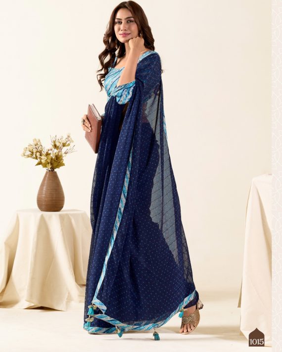 Our New Fancy Party Wear Un-Stitched Weaving Georgette Saree Collection With Blouse