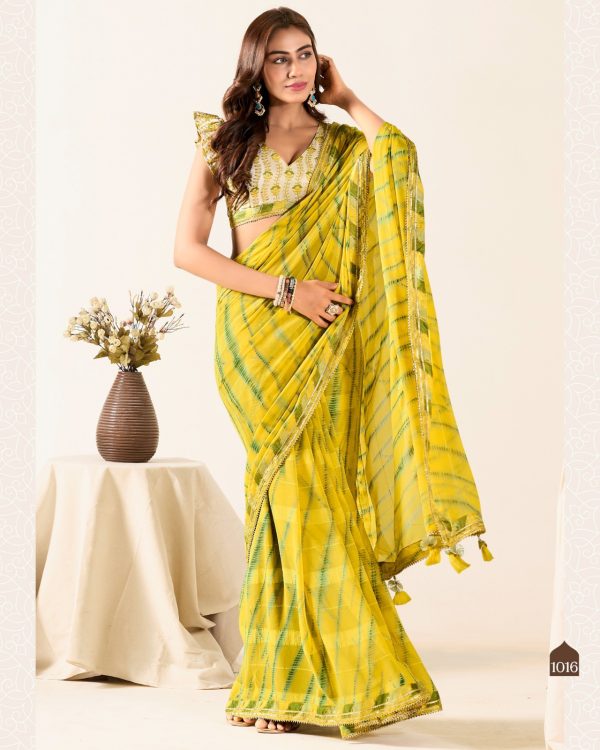 Our New Fancy Party Wear Un-Stitched Weaving Georgette Saree Collection With Blouse