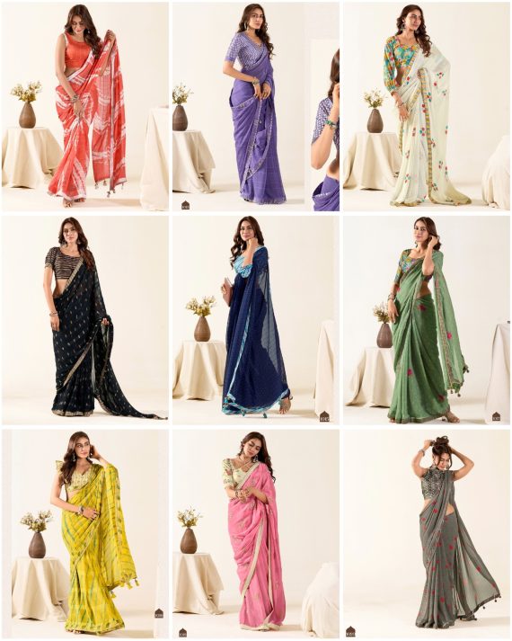 Our New Fancy Party Wear Un-Stitched Weaving Georgette Saree Collection With Blouse