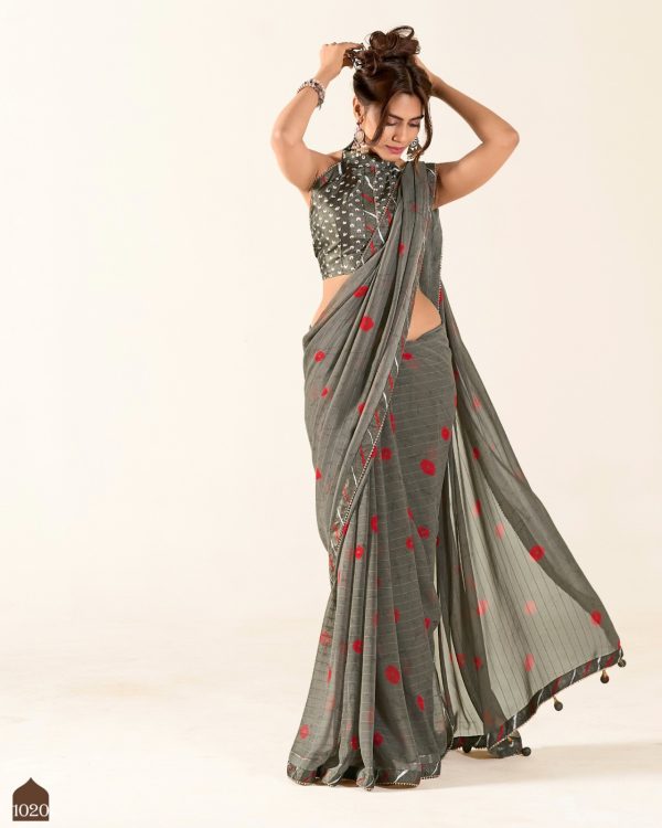 Our New Fancy Party Wear Un-Stitched Weaving Georgette Saree Collection With Blouse