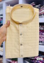 Jequard Silk Fabric Festive Wear Readymade Men's Stylish Sequins Kurta With Cotton Payjama