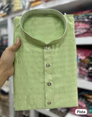 Jequard Silk Fabric Festive Wear Readymade Men's Stylish Sequins Kurta With Cotton Payjama