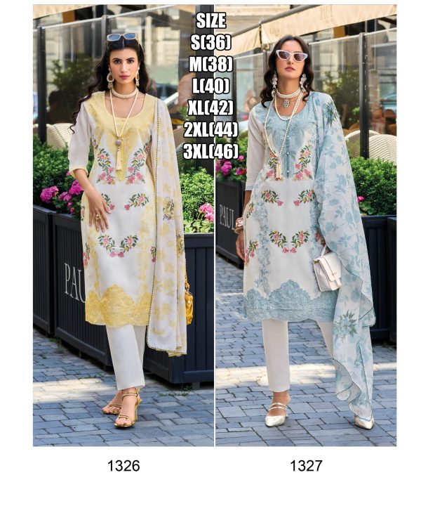 Embroidery Cotton Straight Kurti Pent With Digital Printed Design Dupatta