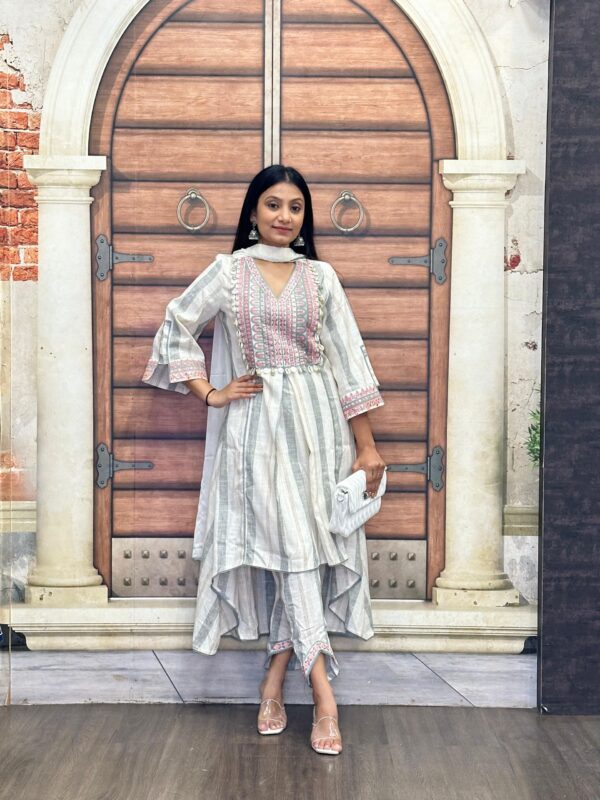 Introducing Party Wear Embroidery Stitched Cotton Kurti Pant & Dupatta