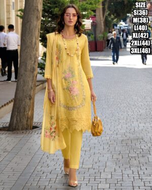 Three Piece Of Our Kurti Collections For Women's Wear Embroidery Worked Cotton Kurti Set & Digital Printed Dupatta