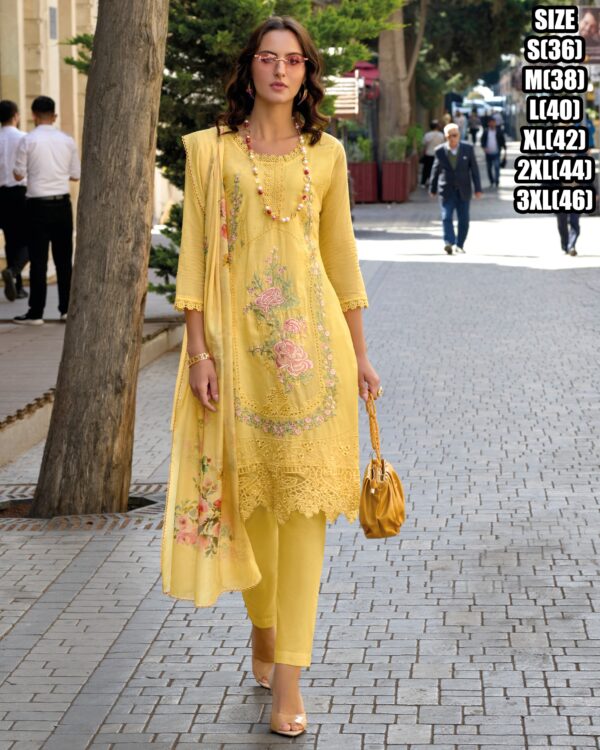 Three Piece Of Our Kurti Collections For Women's Wear Embroidery Worked Cotton Kurti Set & Digital Printed Dupatta