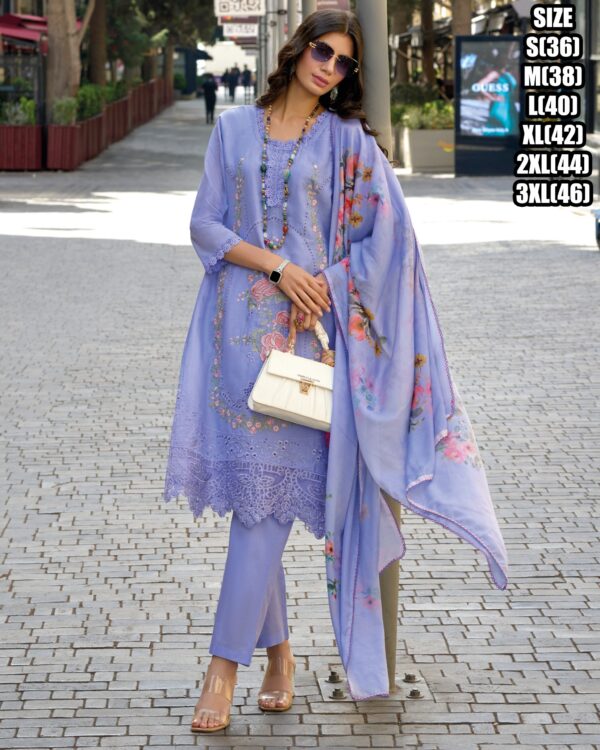 Three Piece Of Our Kurti Collections For Women's Wear Embroidery Worked Cotton Kurti Set & Digital Printed Dupatta