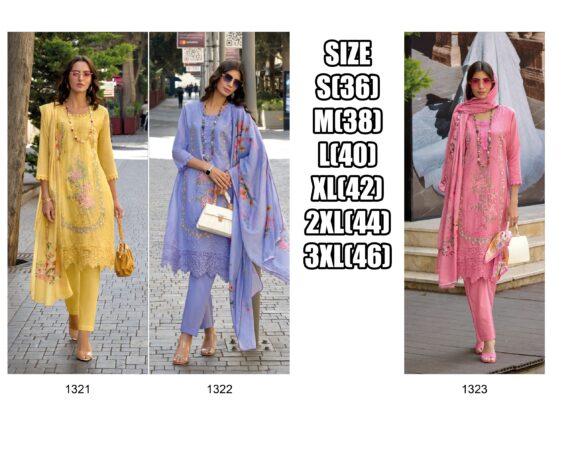 Three Piece Of Our Kurti Collections For Women's Wear Embroidery Worked Cotton Kurti Set & Digital Printed Dupatta