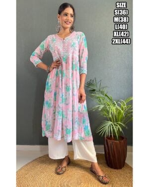 Digital Printed & Pure Lakhnavi HandCrafted Cotton Kurti Only