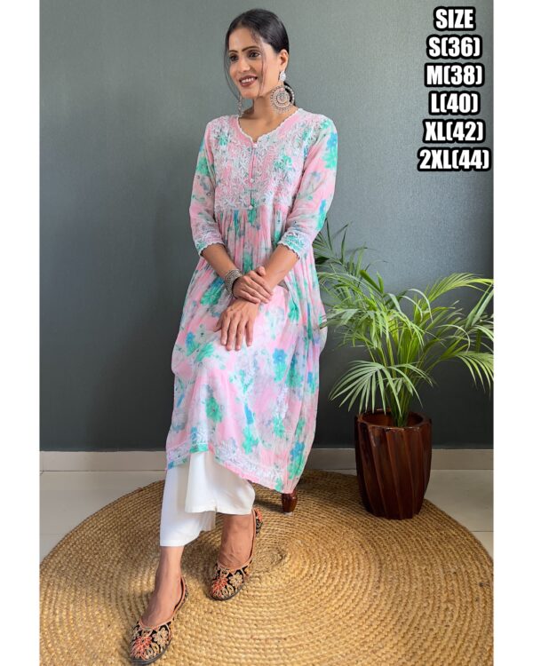 Digital Printed & Pure Lakhnavi HandCrafted Cotton Kurti Only