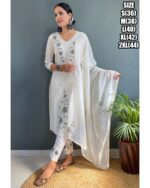 White Colour Cotton Kurti Pent With Dupatta Set Get Ready For Any Occasions