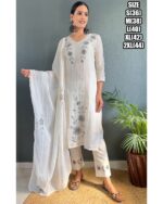 White Colour Cotton Kurti Pent With Dupatta Set Get Ready For Any Occasions