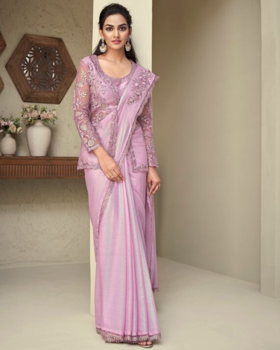 Fashionable Rainbow Silk Un-Stitched Saree With Blouse For Women