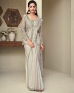 Fashionable Rainbow Silk Un-Stitched Saree With Blouse For Women