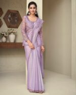 Fashionable Rainbow Silk Un-Stitched Saree With Blouse For Women