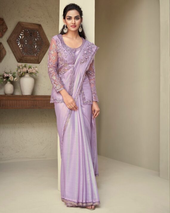 Fashionable Rainbow Silk Un-Stitched Saree With Blouse For Women