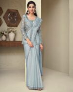 Fashionable Rainbow Silk Un-Stitched Saree With Blouse For Women